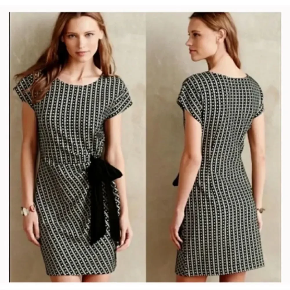 Anthropologie Saturday Sunday Isabel Bow tie midi dress size XS preowned - Picture 1 of 6